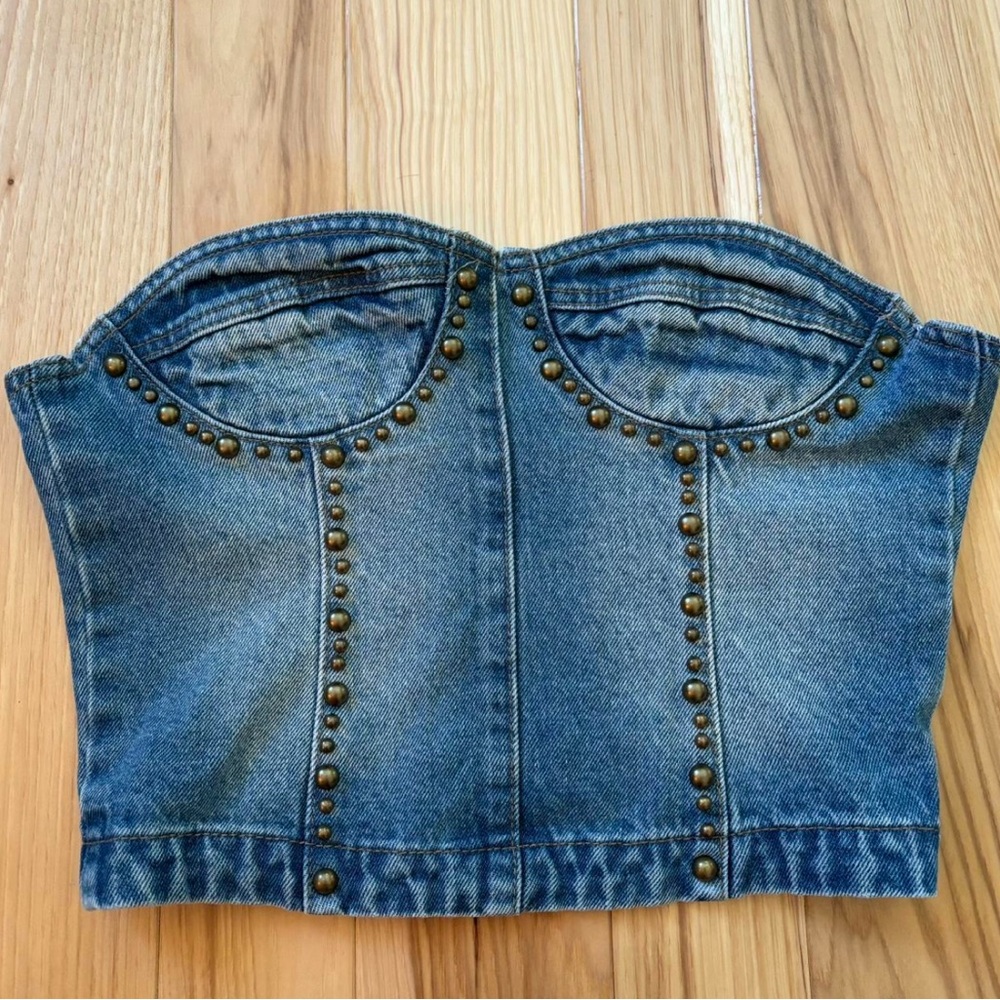 Edikted denim studded corset- NWT!!!